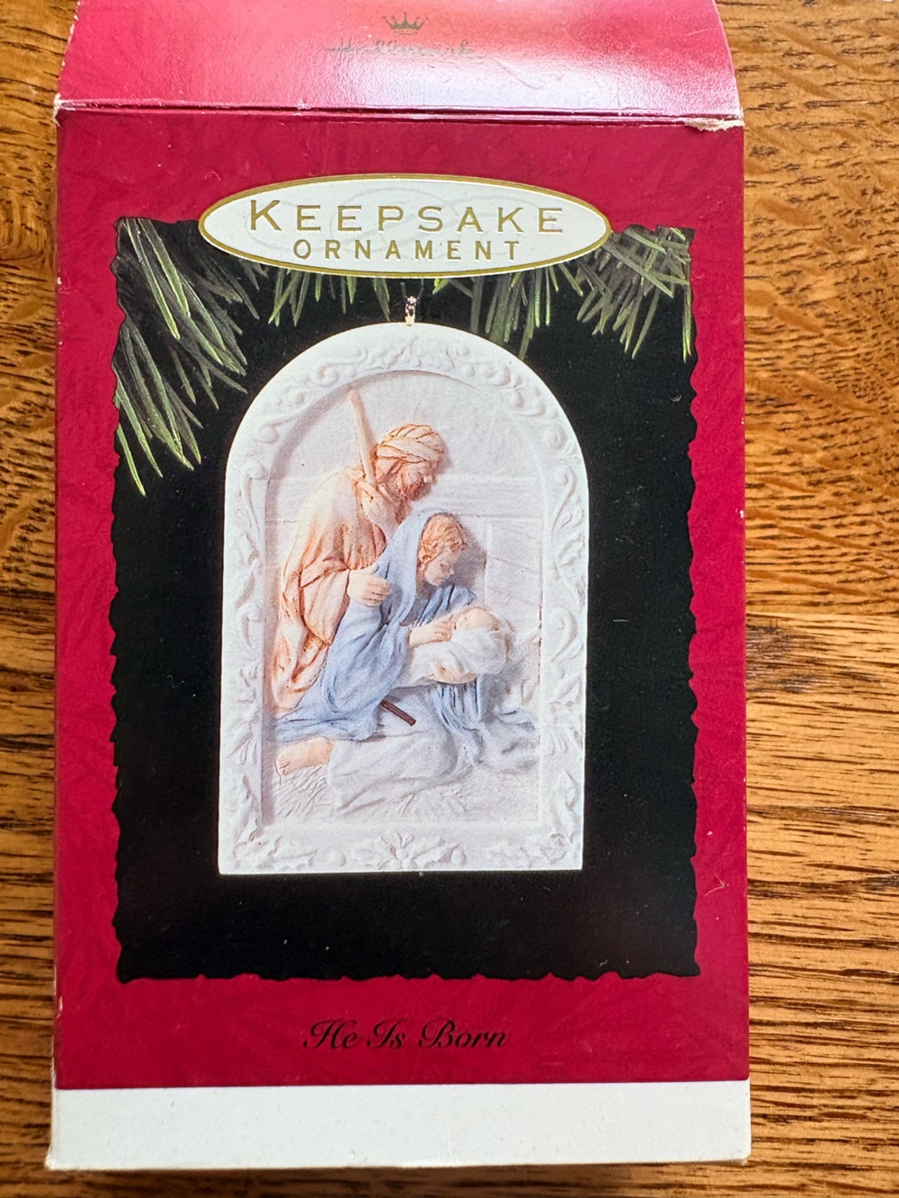VTG Hallmark Keepsake 1993 Cream Relief Plaque Nativity “He is Born” Ornament - Picture 4 of 9